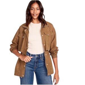 Hooded Khaki Tan Saddle Brown Utility Jacket